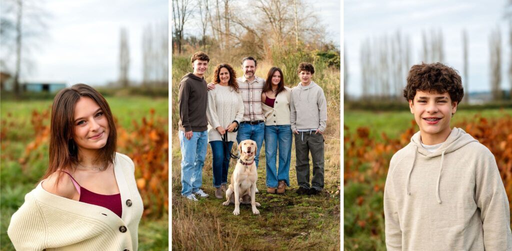 Outdoor-family-photos-mom-dad-sister-brothers-dog-open-field