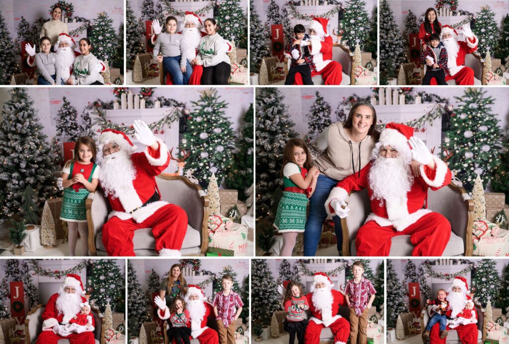 Collage-of-pictures-from-the-Lake-Stevens-Food-Bank Holiday-Mini-photography-sessions-with-Santa