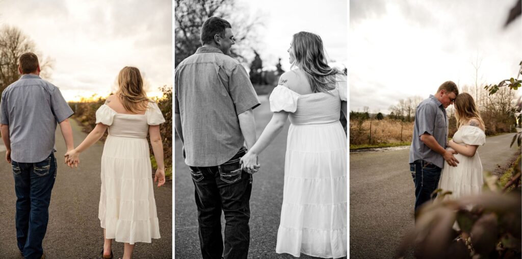 Man-woman-on-a-road-maternity-and-engagement-photo-session