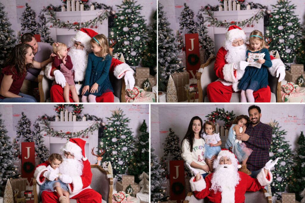 Collage-of-pictures-from-the-Lake-Stevens-Food-Bank Holiday-Mini-photography-sessions-with-Santa
