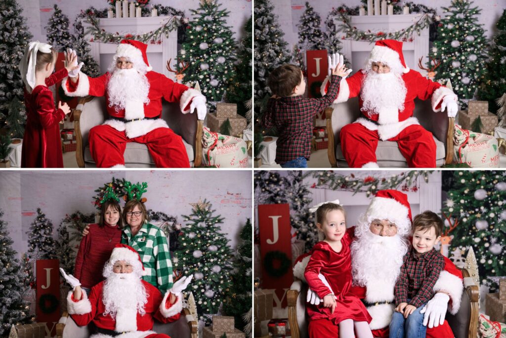 Collage-of-pictures-from-the-Lake-Stevens-Food-Bank Holiday-Mini-photography-sessions-with-Santa